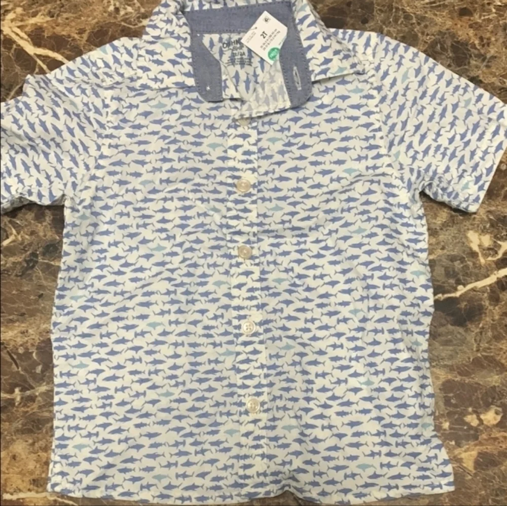 OshKosh B'gosh Toddler Boys' Shark Printed Woven Top Size 2T